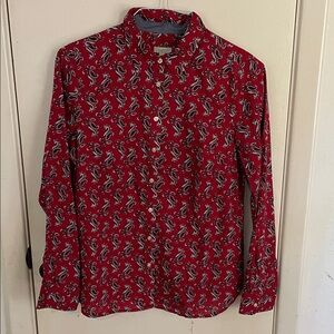 Women’s Talbots Petite Red Paisley Button-Down Shirt Medium